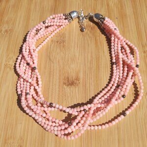 Jay King DTR mine finds 925 Sterling silver Angel Skin Coral 8 strand necklace